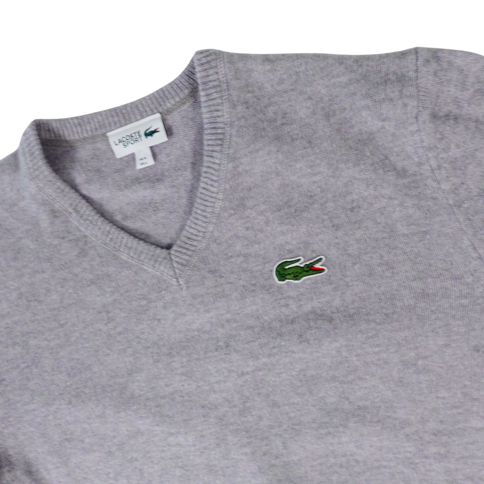 Lacoste Sport Presidents Cup Golf Wool Gray V Neck Sweater Mens Large